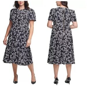 Calvin Klein Plus Size Floral  Fit & Flare Midi Dress Size 16W NWT